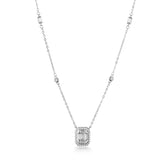 Halo Silver Necklace, White Rhodium, Premium Cubic Zirconia  + Give Magic Gift